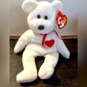 Ty Beanie Baby Valentino White Bear with Red Heart NWT